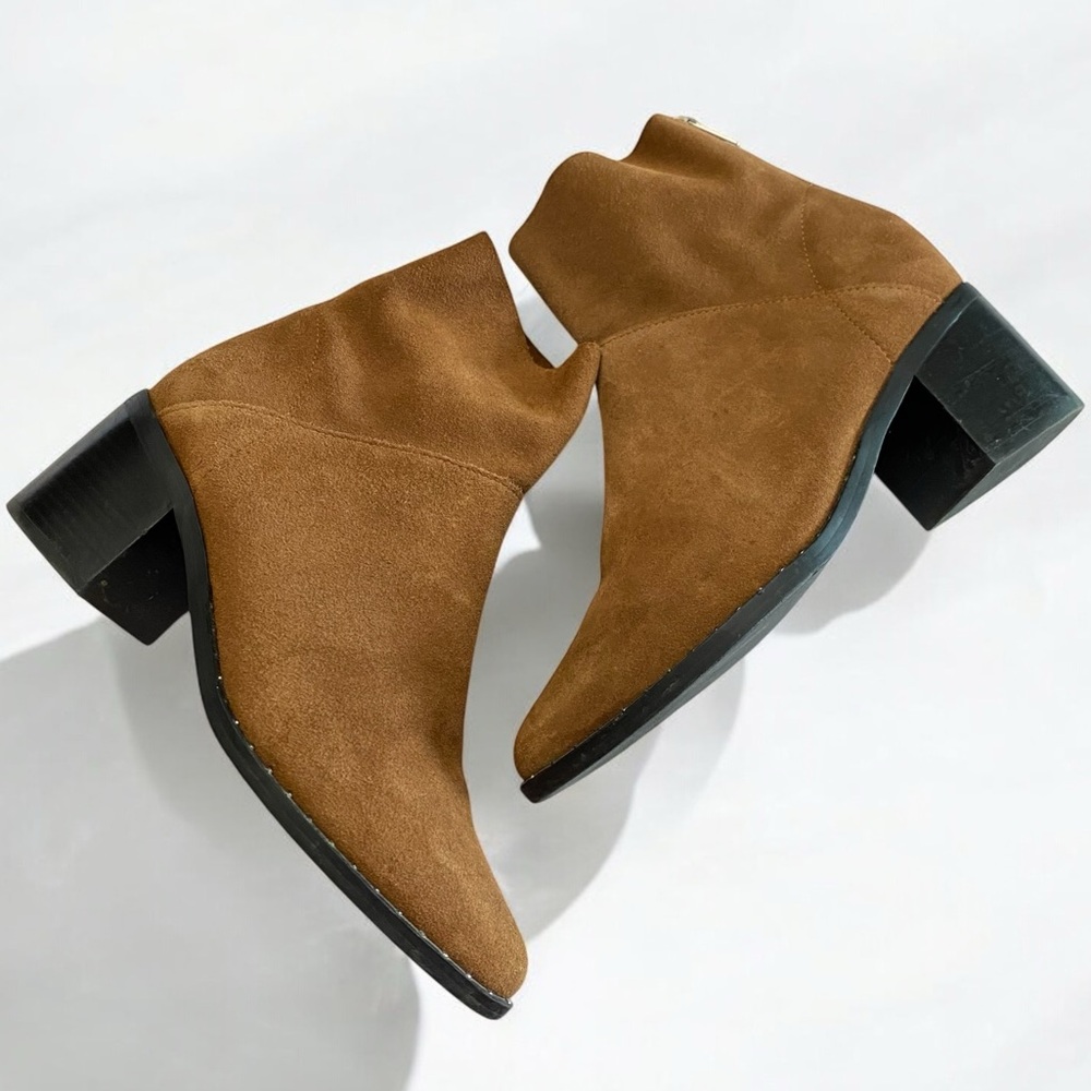 Treasure & Bond Farrah Suede Leather Studded Ankle Boots ‎ Cognac Size 9